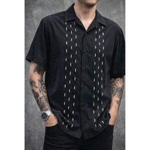 Nat Nast 100% Silk Short Sleeve Bowling Shirt Vintage Men's L